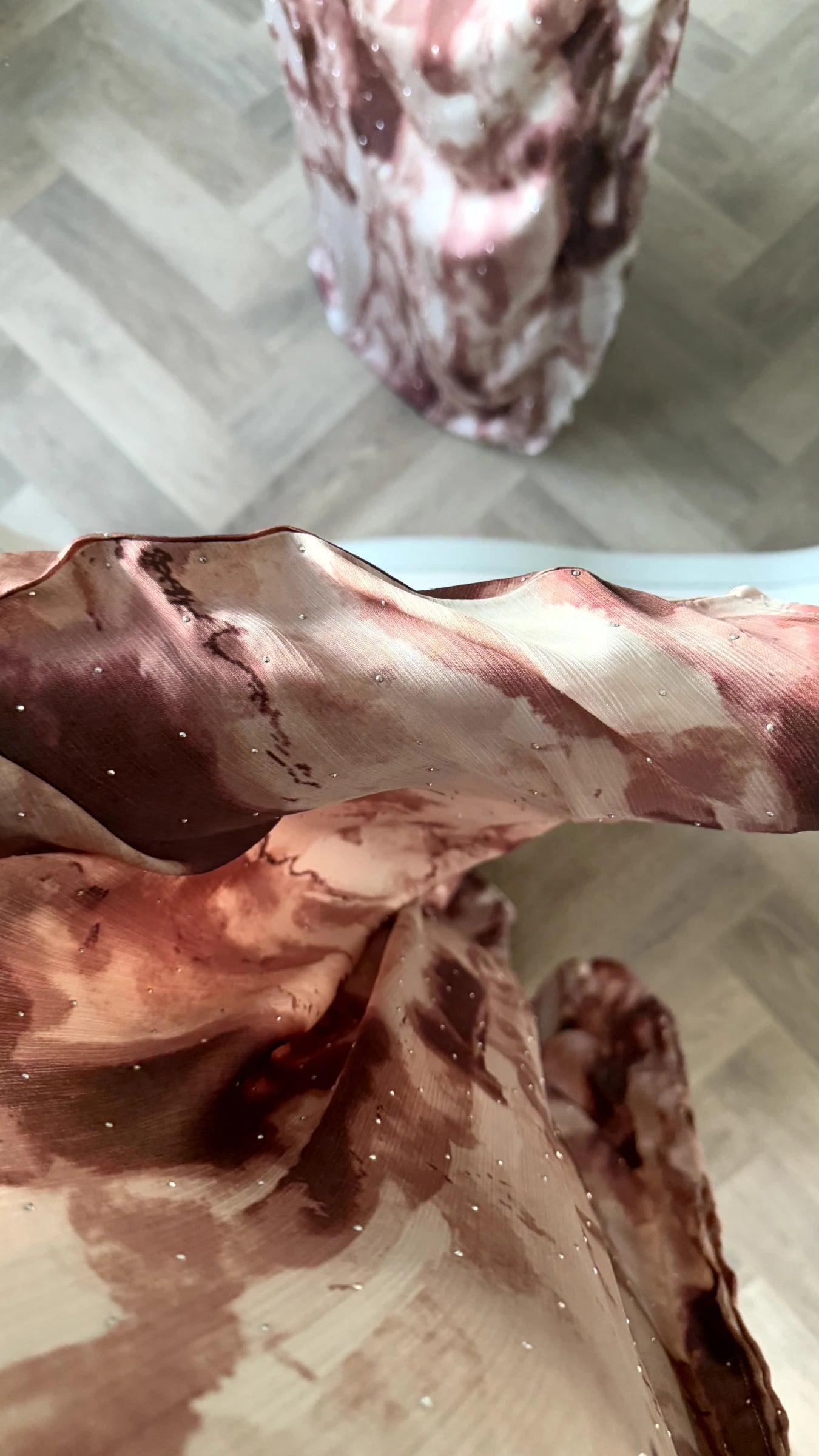 Abaya rose à strass